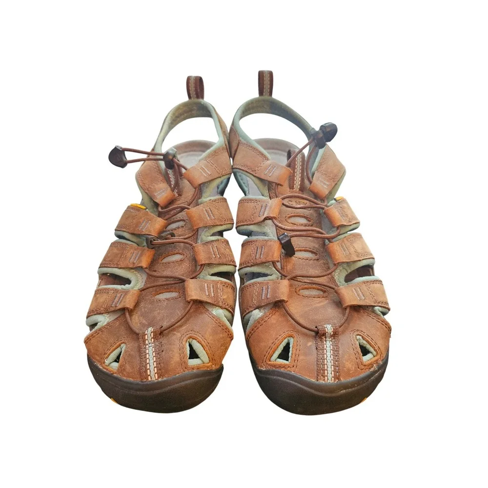 KEEN CNX Waterproof Leather Hiking Sandals Women Size 10 Brown Outdoor Gorpcore